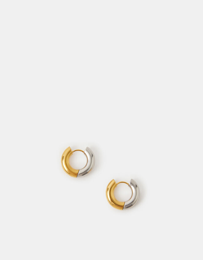 Stainless Steel Two Tone Hoop Earrings, , large