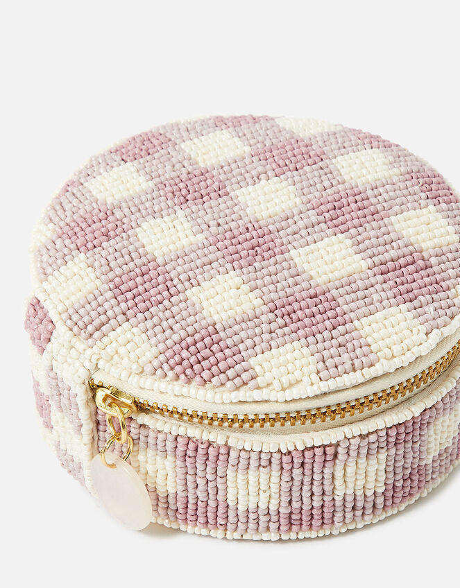 Gingham Beaded Jewellery Box, , large