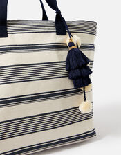 Nautical Stripe Woven Tote Bag, , large