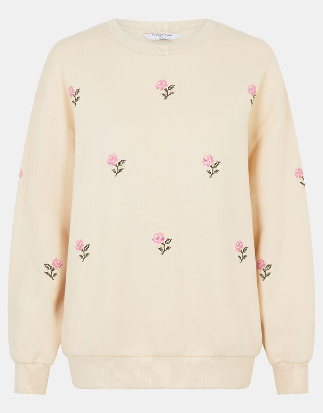 Floral Embroidered Jumper, Ivory (IVORY), large