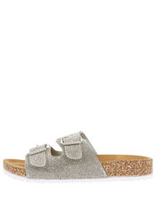 Diamante Buckle Sliders, Silver (SILVER), large