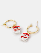 Snowman Huggie Hoop Earrings, , large