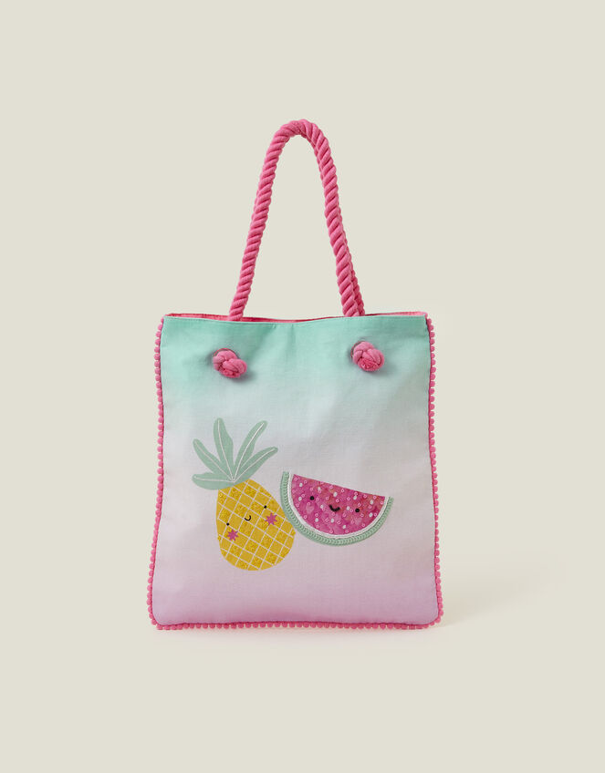 Girls Fruit Print Shopper Bag, , large