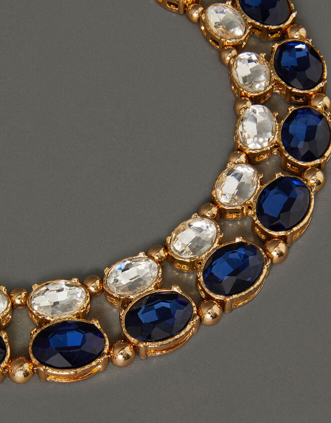Oval Crystal Statement Necklace, Blue (BLUE), large