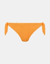 Shell Embossed Tie Side Bikini Bottoms, Orange (ORANGE), large