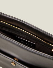 Faux Leather Small Cross-Body Bag, Black (BLACK), large