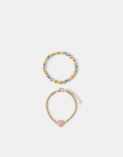 2-Pack Girls Beaded Heart Bracelets, , large