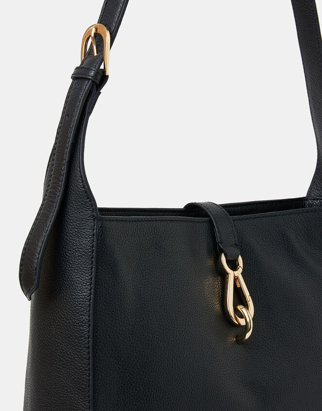 Clasp Leather Shoulder Bag, , large