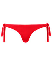 Ribbed Tie-Side Brazilian Bikini Briefs, Red (RED), large