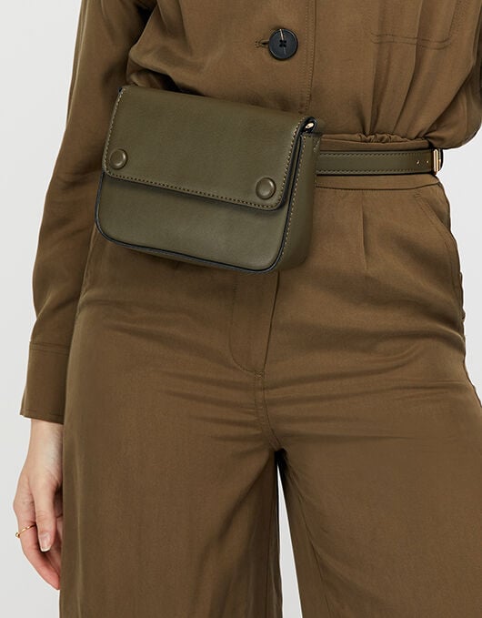 Faux Leather Belt Bag Green
