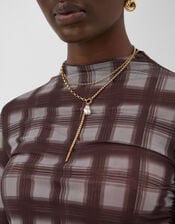 Check Print Mesh Long Sleeve Top, Multi (MULTI), large
