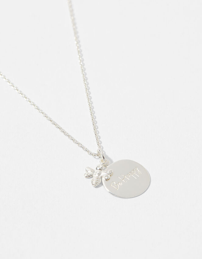 Sterling Silver Bee Happy Necklace, , large