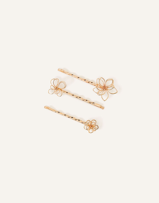 3D Floral Hair Slides Set of Three, , large