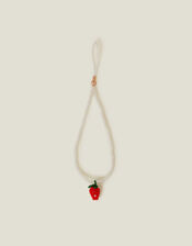 Strawberry Beaded Phone Charm, , large