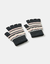 Stripe Fingerless Knit Gloves, Multi (PASTEL-MULTI), large