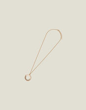 Textured Circle Long Pendant Necklace, , large