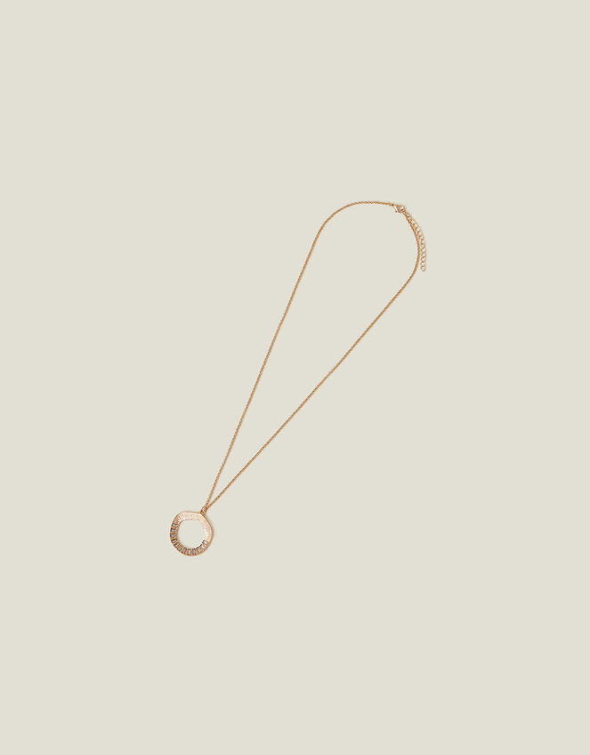 Textured Circle Long Pendant Necklace, , large