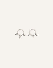 Sterling Silver Spiked Hoop Earrings, , large