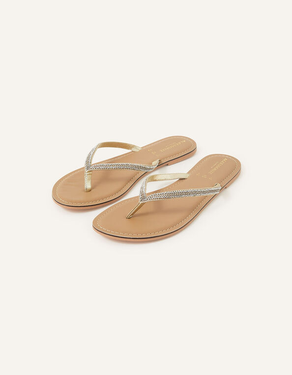 Daniella Beaded Flip Flops, White (CRYSTAL), large
