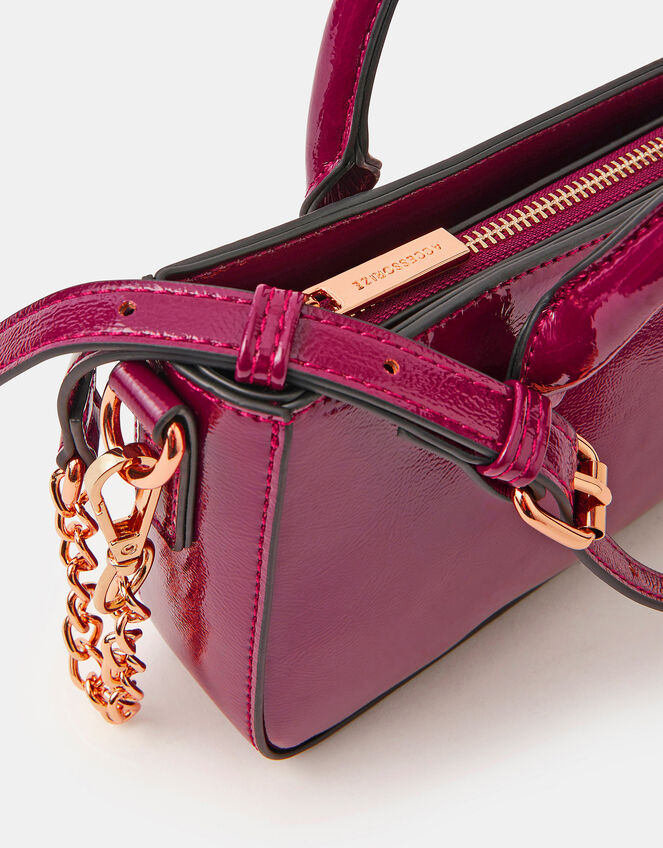 Patent Crossbody Handbag, Red (BURGUNDY), large