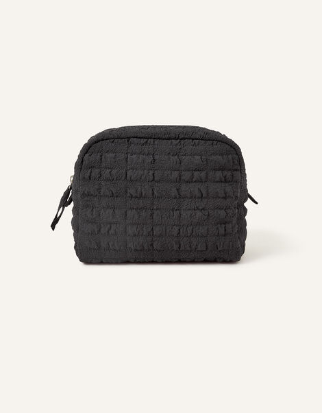 Seersucker Make Up Bag, Black (BLACK), large