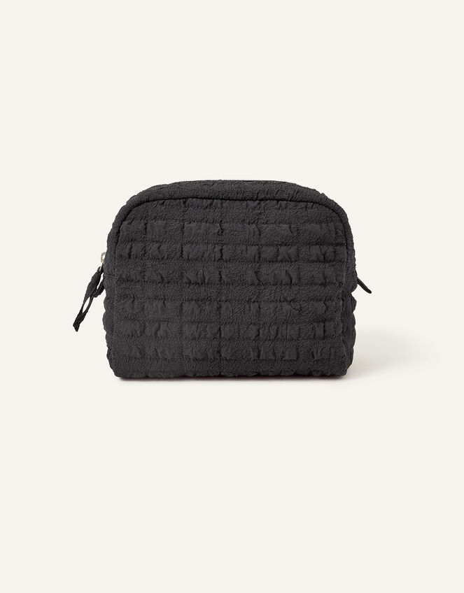 Seersucker Make Up Bag, Black (BLACK), large