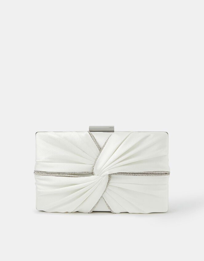 Bridal Satin Pleat Clutch Bag, , large