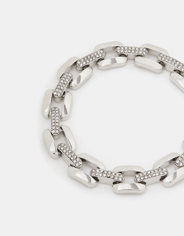 Diamanté Chunky Chain Bracelet, , large