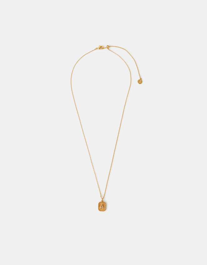 14ct Gold-Plated Initial Tag Pendant Necklace, Gold (GOLD), large