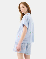 Floral Stripe Short Pyjamas Set, Blue (BLUE), large