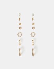 7-Pack Pearl Gem Stud and Hoop Earrings, , large