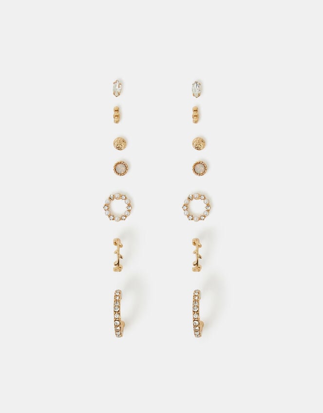 7-Pack Pearl Gem Stud and Hoop Earrings, , large