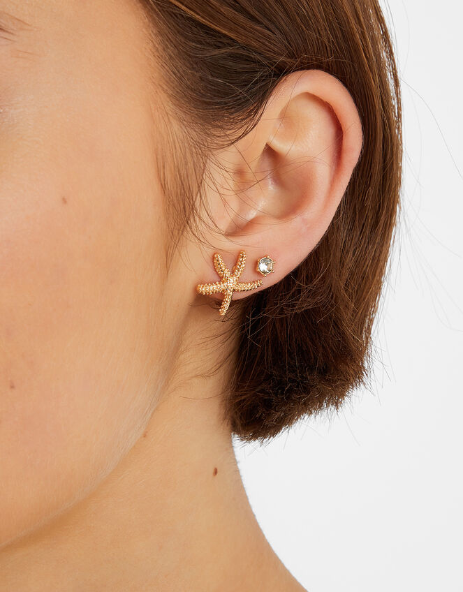 5-Pack Beach Seashell and Hoop Earrings Gold, , large