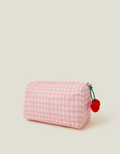 Gingham Cherry Wash Bag, , large