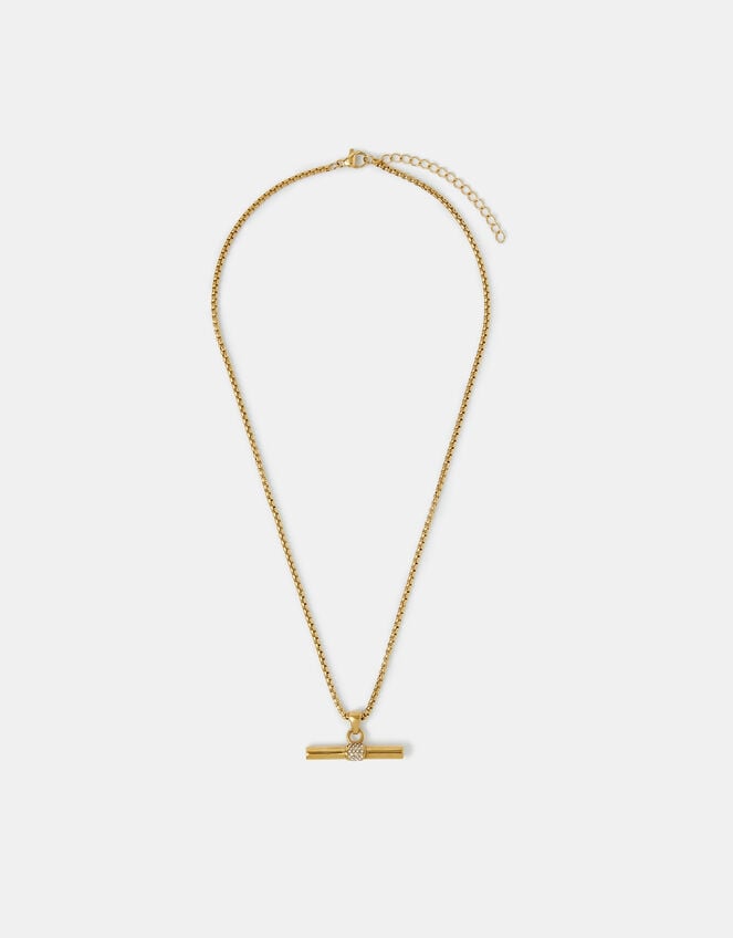 Stainless Steel T-Bar Cube Chain Necklace, , large