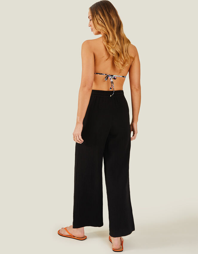 Crinkle Beach Trousers, Black (BLACK), large