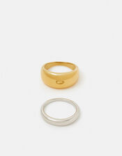 2-Pack Stainless Steel Mixed Metal Rings, Gold (GOLD), large