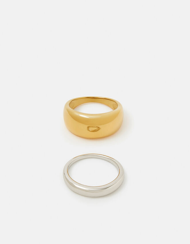 2-Pack Stainless Steel Mixed Metal Rings, Gold (GOLD), large