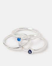 3-Pack Sterling Silver-Plated Mixed Stone Rings, Silver (ST SILVER), large