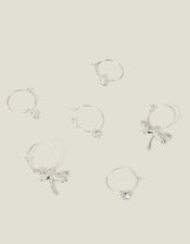 3-Pack Pearl Dragonfly Huggie Hoop Earrings, White (CRYSTAL), large