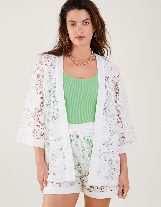 Lace Flower Cover Up, White (WHITE), large