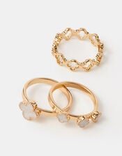 3-Pack Clover Rings, White (WHITE), large