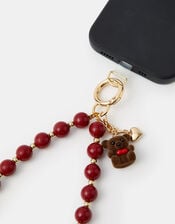 Teddy Beaded Wrist Phone Strap, , large