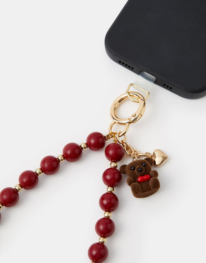 Teddy Beaded Wrist Phone Strap, , large