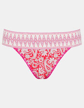 Paisley Shirred Band Bikini Bottoms, Orange (ORANGE), large
