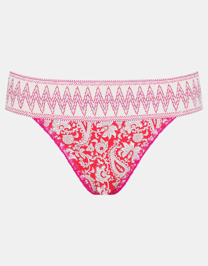 Paisley Shirred Band Bikini Bottoms, Orange (ORANGE), large