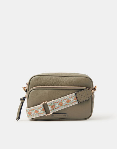 Dina Double Zip Crossbody Bag, Green (KHAKI), large