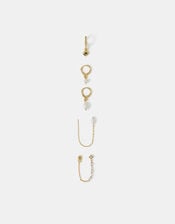 5-Pack 14ct Gold-Plated Mother of Pearl Stud & Hoop Earrings, , large