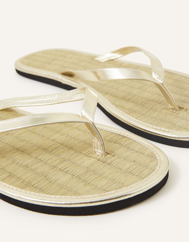 Plain Seagrass Flip Flops, Gold (GOLD), large