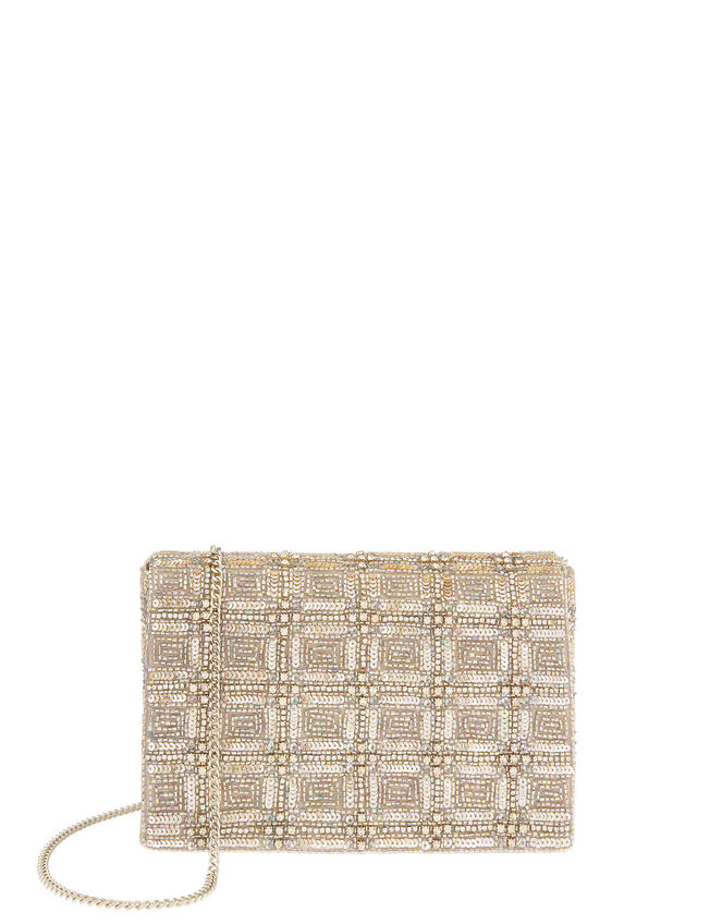 Crystal Embellished Clutch Bag, , large